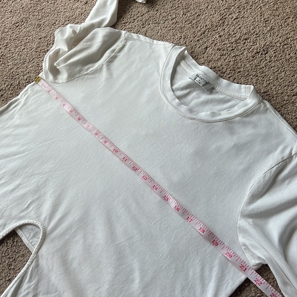 Aritzia Babaton Headline Long Sleeve Tie Front Off White T Shirt - Picture 5 of 6